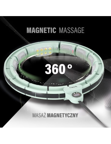 Hula hop hms hhm13 z magnesami, obciążeniem i licznikiem zielony