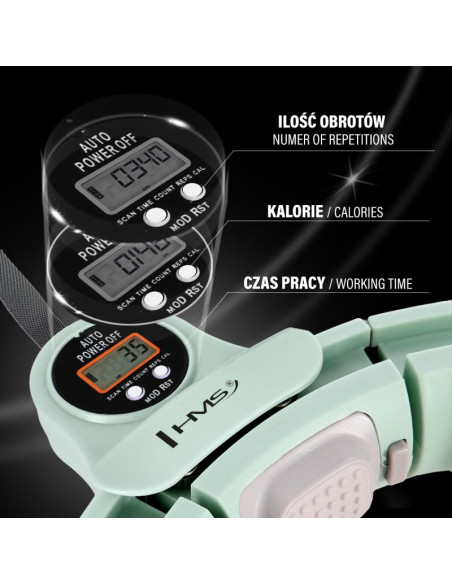 Hula hop hms hhm13 z magnesami, obciążeniem i licznikiem zielony