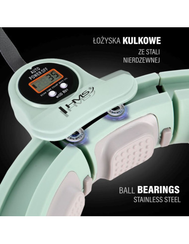 Hula hop hms hhm13 z magnesami, obciążeniem i licznikiem zielony