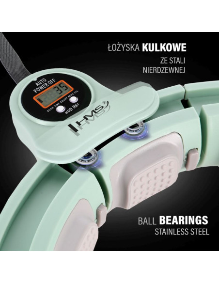 Hula hop hms hhm13 z magnesami, obciążeniem i licznikiem zielony