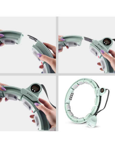 Hula hop hms hhm13 z magnesami, obciążeniem i licznikiem zielony