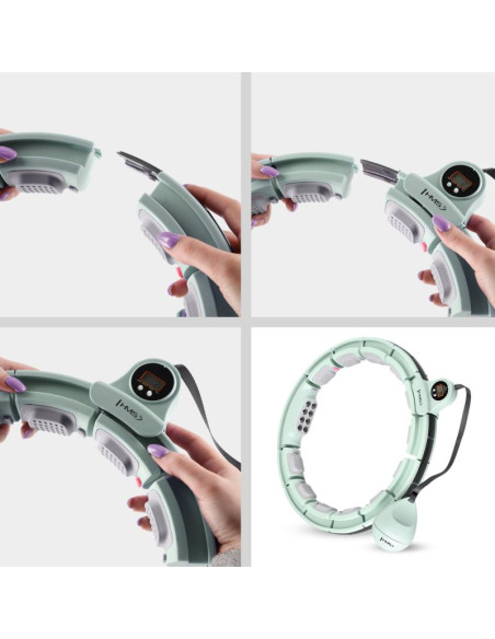 Hula hop hms hhm13 z magnesami, obciążeniem i licznikiem zielony