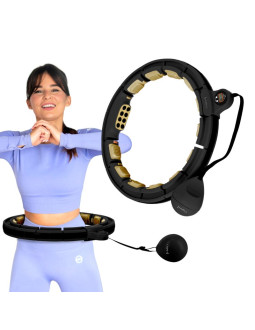 Hhm13 new hula hop black/gold z magnesami i obciążnikiem + licznik hms 2