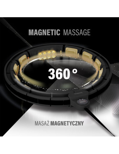 Hhm13 new hula hop black/gold z magnesami i obciążnikiem + licznik hms