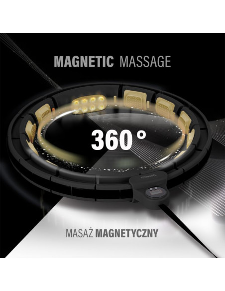 Hhm13 new hula hop black/gold z magnesami i obciążnikiem + licznik hms