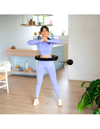 Hhm13 new hula hop black/gold z magnesami i obciążnikiem + licznik hms