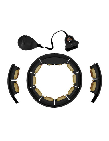 Hhm13 new hula hop black/gold z magnesami i obciążnikiem + licznik hms
