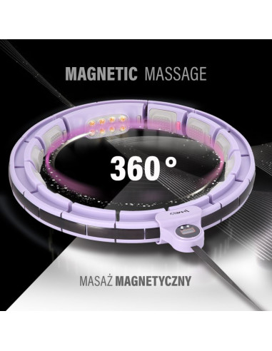 Hula hop hms hhm13 z magnesami, obciążeniem i licznikiem fioletowy