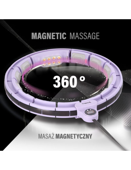 Hula hop hms hhm13 z magnesami, obciążeniem i licznikiem fioletowy