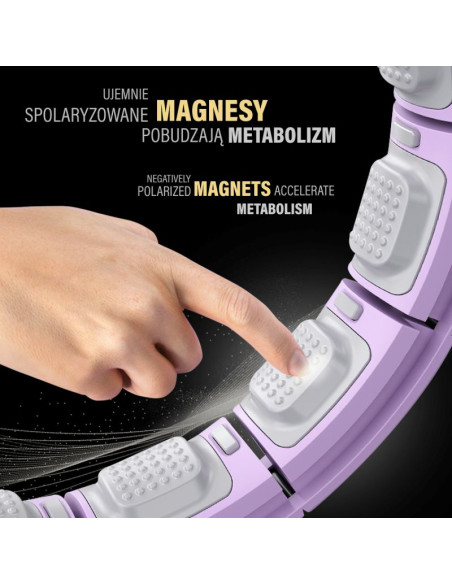 Hula hop hms hhm13 z magnesami, obciążeniem i licznikiem fioletowy