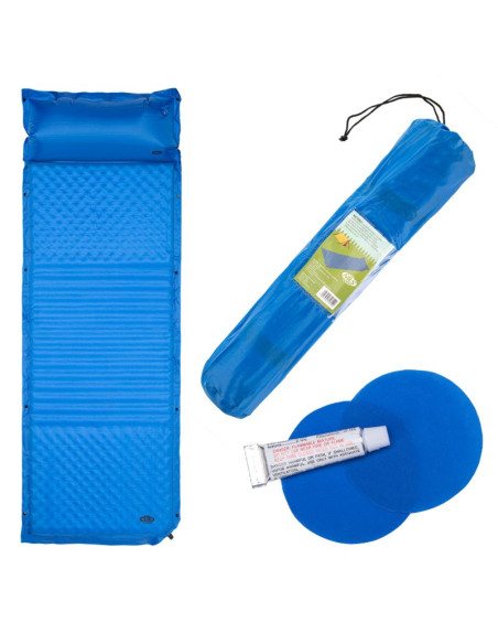 Mata samopompująca z poduszką nils camp nc4001 niebieska - 3.8 cm