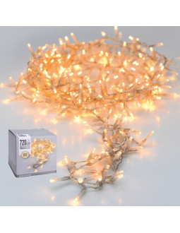 Lampki choinkowe łańcuch świetlny 720 led ciepły biały przeźroczysty przewód