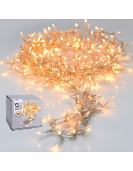 Lampki choinkowe łańcuch świetlny 720 led ciepły biały przeźroczysty przewód