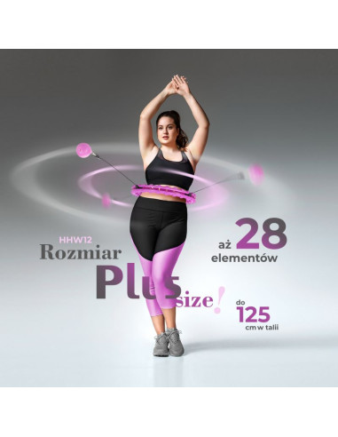Hula hop plus size hms hhw12 z wypustkami i obciążnikiem fioletowy