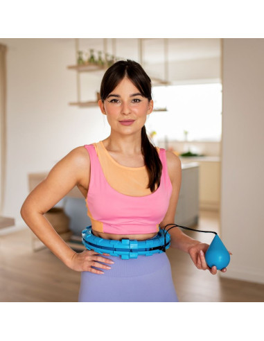 Fh01 blue hula hop z obciążnikiem