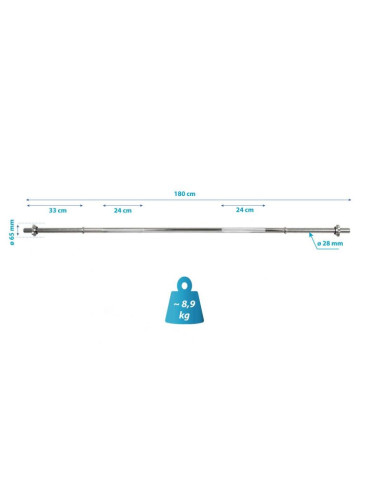 Gryf prosty 180 cm enero fit fi28mm