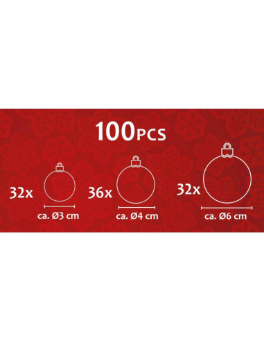 Zestaw 100 bombek srebrny