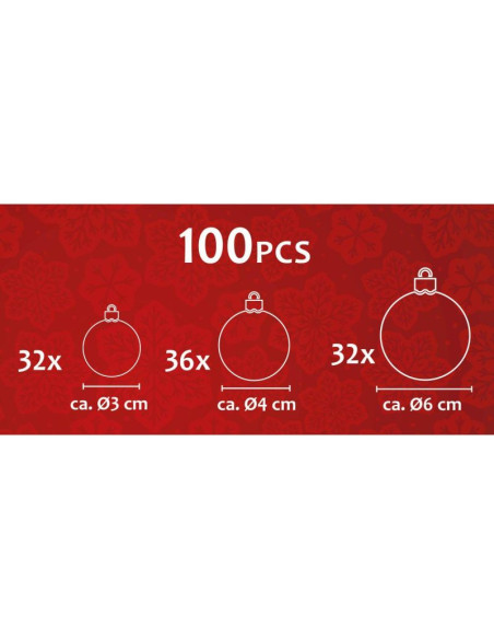 Zestaw 100 bombek srebrny