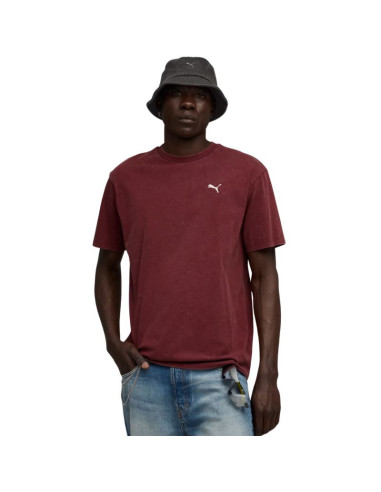 Koszulka męska puma ess elevated relaxed wash tee bordowa 688048 96
