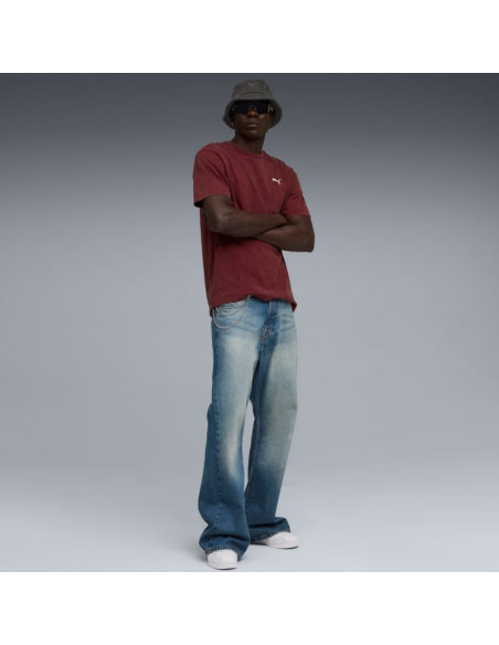 Koszulka męska puma ess elevated relaxed wash tee bordowa 688048 96