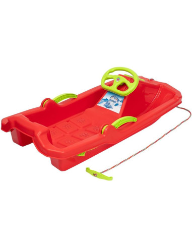 Sanki plastikowe z hamulcem i kierownicą adaś 84x43x25cm czerwone