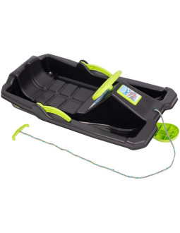 Sanki plastikowe z hamulcem i kierownicą adaś 84x43x25cm czarne z zielonym 2