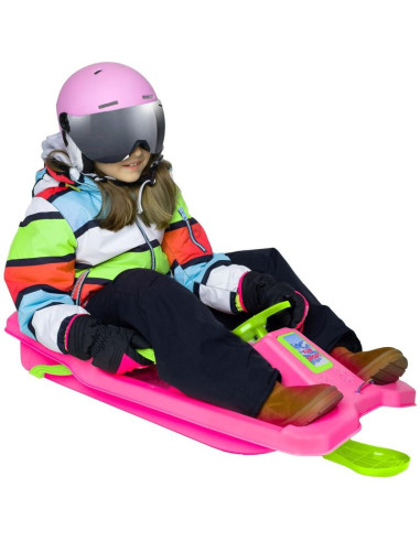 Sanki plastikowe z hamulcem i kierownicą adaś 84x43x25cm czarne z zielonym