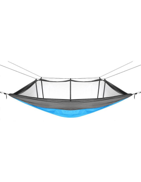 Hamak turystyczny 2 osobowy 270x140cm z moskitierą niebieski