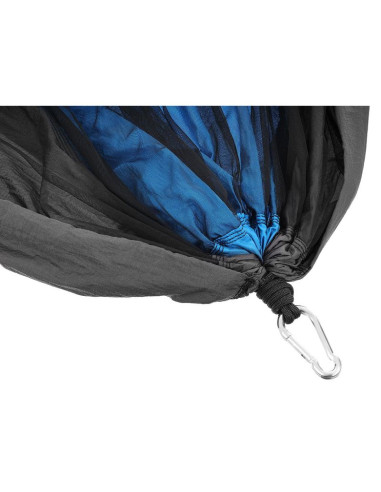 Hamak turystyczny 2 osobowy 270x140cm z moskitierą niebieski