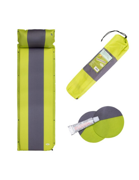 Mata samopompująca z poduszką nils camp nc4349 zielono-szara