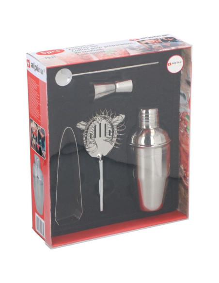 Zestaw barmański 5 elementów shaker do drinków szczypce alpina