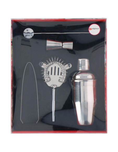 Zestaw barmański 5 elementów shaker do drinków szczypce alpina