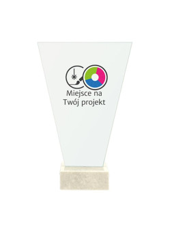 Trofeum szklane na podstawie marmurowej - indywidualne