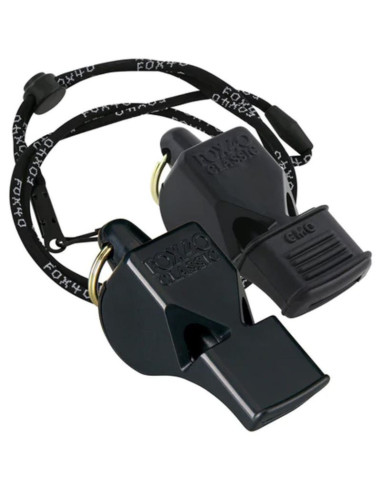 Gwizdek fox 40 classic i classic cmg czarny ze sznurekiem 2 pack