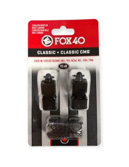 Gwizdek fox 40 classic i classic cmg czarny ze sznurekiem 2 pack 2