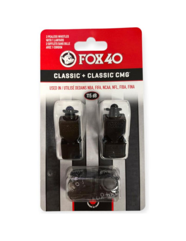Gwizdek fox 40 classic i classic cmg czarny ze sznurekiem 2 pack