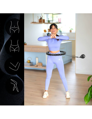 Zestaw hula hop hhw11 black z wypustkami i obciążnikiem + pas br163 black plus size hms