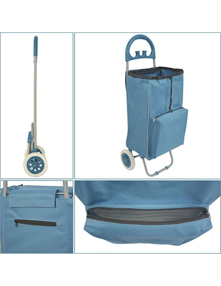 Wózek torba na kólkach na zakupy ze stelażem 40l blue