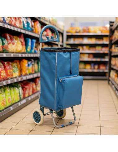 Wózek torba na kólkach na zakupy ze stelażem 40l blue