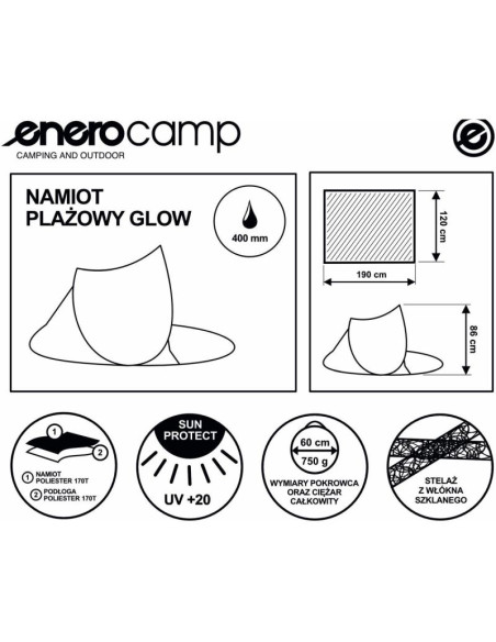 Namiot parawan plażowy samorozkładający 190x120x90/70cm niebieski pop-up