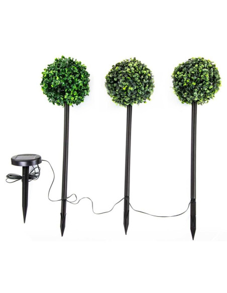 Zestaw lamp solarnych 3 kul bukszpanowych 27 led