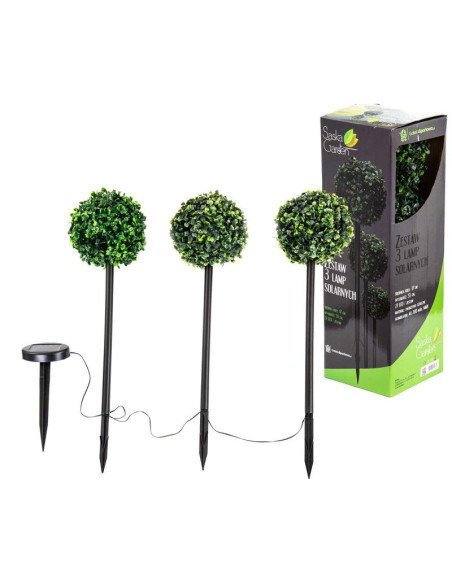 Zestaw lamp solarnych 3 kul bukszpanowych 27 led