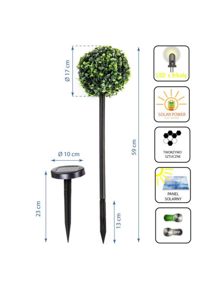 Zestaw lamp solarnych 3 kul bukszpanowych 27 led