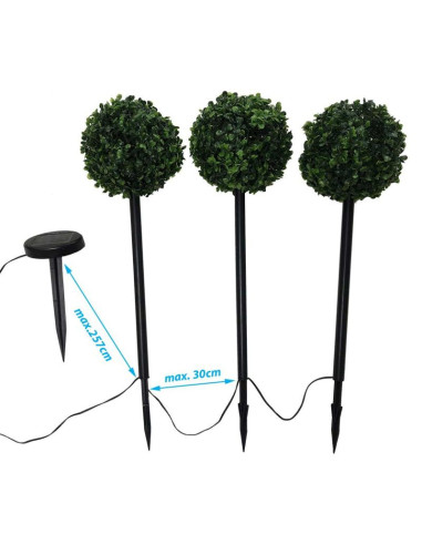 Zestaw lamp solarnych 3 kul bukszpanowych 27 led