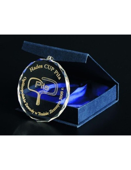 Medal szklany grawerowany z etui