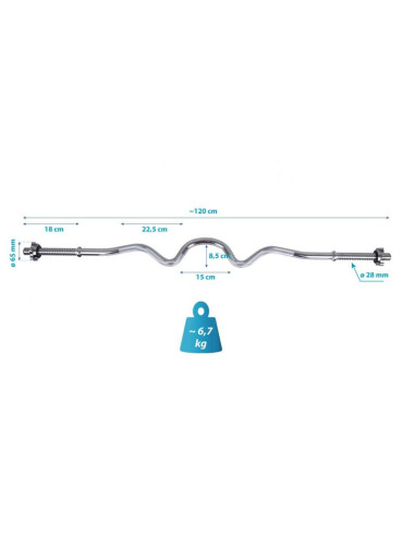 Gryf mocno łamany 120 cm enero fit fi28