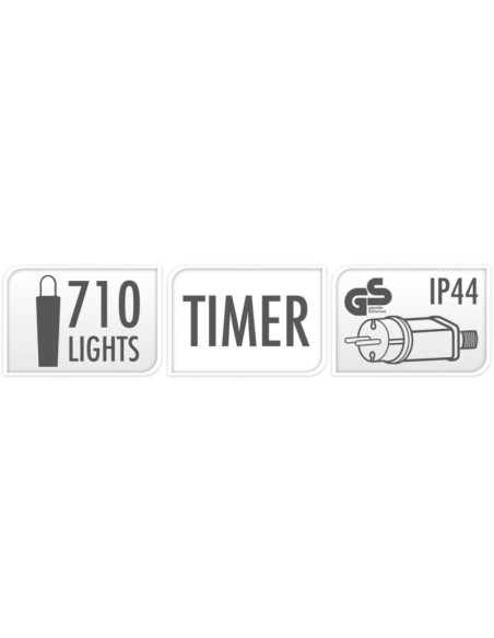 Lampki choinkowe łańcuch świetlny 710 led multikolor/biały