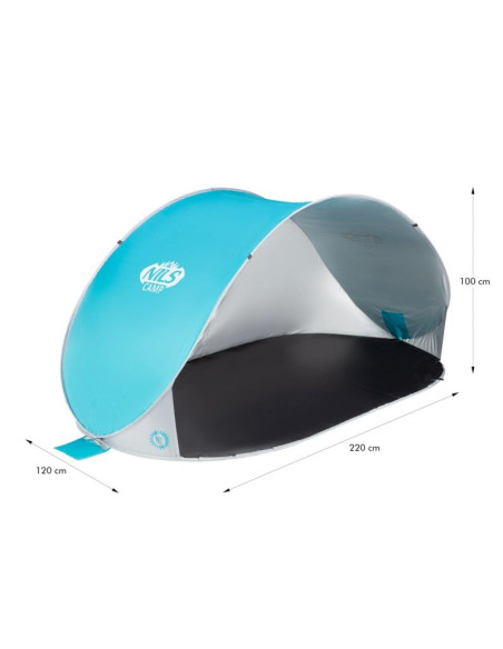Namiot plażowy samorozkładający nils camp nc3174 turkusowo-szary