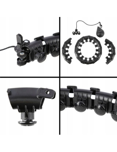 Hula hop hms hhw01 z obciążnikiem i wypustkami czarny + pas br163 czerwony w zestawie