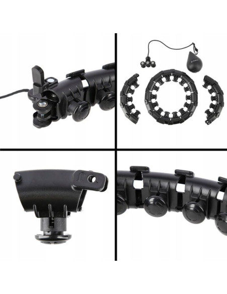 Hula hop hms hhw01 z obciążnikiem i wypustkami czarny + pas br163 czerwony w zestawie